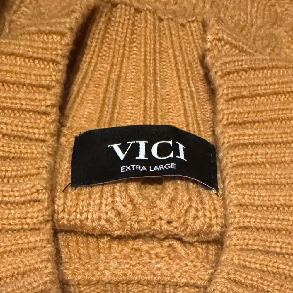 Mustard Cable Knit Ruffle Sweater - Chunky Cozy Fall Pullover - Women’s XL - Picture 8 of 10